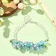 Flower Glass Beaded Link Bracelet with Alloy Clasps for Women BJEW-TA00310-01-4