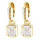 Rack Plating Real 18K Gold Plated Brass Enamel Rectangle Dangle Hoop Earrings EJEW-K245-50G-01-1