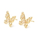 Clear Cubic Zirconia Butterfly Stud Earrings for Women EJEW-K090-03G-1