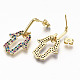 Brass Micro Pave Cubic Zirconia Dangle Stud Earrings EJEW-S208-135A-NF-3