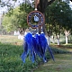 Filet/toile tissé en copeaux de lapis-lazuli naturels avec décoration pendentif en plumes WICH-PW0001-39E-1
