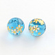 Flower Picture Transparent Glass Round Beads GFB-R004-14mm-K12-1