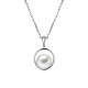 SHEGRACE Elegant 925 Sterling Silver Ring Pendant with Shell Pearl Necklace JN479A-1