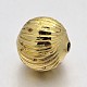 Brass Round Corrugated Beads KK-L051-12-1
