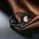 トレンディなガンメタ色メッキ真鍮キュービックジルコニア指輪  フラットラウンド  サイズ6  透明  16.5mm RJEW-BB17152-6-6