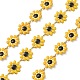 304 chaînes à maillons de fleur de marguerite en acier inoxydable avec émail AJEW-CJ0001-22A-1