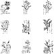 木の切手  植物と長方形  バリーウッド  4x2.7x2.5cm  1個/模様  9個/セット AJEW-NB0001-25-7
