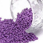 11/0 grado a cuentas redondas de semillas de vidrio, pintura para hornear, violeta, 2.3x1.5mm, agujero: 1 mm, aproximamente 48500 unidades / libra