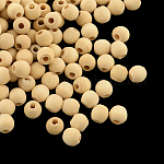 Perle di legno rotonde non finite, perline distanziate perline in legno naturale,  piombo libero, mocassino, 5mm, Foro: 2 mm