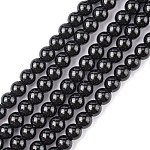 Synthetischen schwarzen Steinperlen Stränge, gefärbt, Runde, Schwarz, 6 mm, Bohrung: 1 mm, ca. 32 Stk. / Strang, 7.8 Zoll