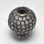 Круглые латунные микро проложить кубического циркония бусы ZIRC-N016-01B-12mm