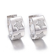Серьги-кольца из латуни с микро-паве из фианита EJEW-K083-40P-B