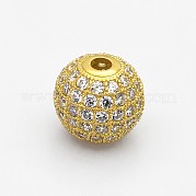 CZ латунные микро проложить класса AAA ясно цвета кубического циркония круглых бусин KK-O065-12mm-05G-NR