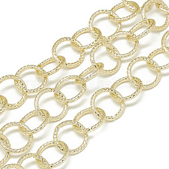 Chaînes rolo en aluminium non soudées, chaîne belcher, texturé, mousseline de citron, 15.5x2mm