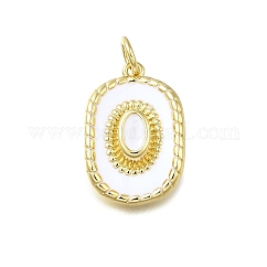 Ciondoli smaltato in ottone, con anelli di salto, fascino del cappello da cowboy, placcato di lunga durata, piombo & cadimo libero, vero placcato oro 18k, placcatura cremagliera, bianco, 18x12.5x4mm, Foro: 3 mm