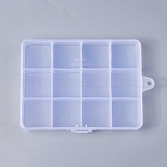 Conteneurs de stockage de perles en plastique, 12 compartiments, rectangle, clair, 13x10x2.2 cm, trou: 0.5 cm