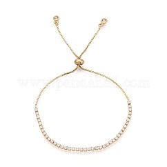Bracciale tennis con zirconi, Bracciale da donna in vero ottone placcato oro 18k, nichel libero, chiaro, 10.63 pollice (27 cm)