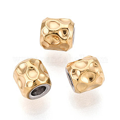 Billes en acier inoxydable 304, colonne, placage ionique (ip), Sans cadmium & sans nickel & sans plomb, véritable 18k plaqué or, 4x4mm, Trou: 1.2mm