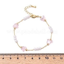 Gliederkettenarmbänder aus Messing und Glas für Damen&nbsp;BJEW-F517-02G-02