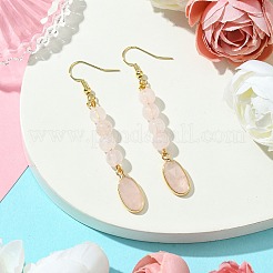 Orecchino pendente con quarzo rosa da donna&nbsp;EJEW-JE05928-02