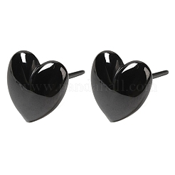 Orecchini a bottone con cuore in ceramica ipoallergenica in bioceramica con zirconi&nbsp;EJEW-C065-02D