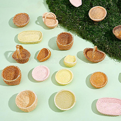 34 mini modèle de panier en rotin et résine à 17 styles&nbsp;DJEW-SP0001-60
