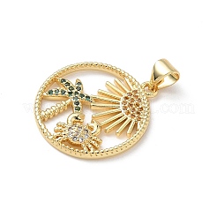 Pendentifs avec zircon cubiques à micro-pavés en laiton&nbsp;KK-S337-08G-G