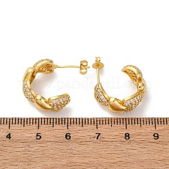 Orecchini a bottone in ottone con zirconi chiari e micro pavè&nbsp;EJEW-D322-07G-01