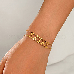 Pulseras huecas de una sola hebra con eslabones múltiples y símbolo de infinito múltiple de acero inoxidable 201 para mujer.&nbsp;DC4365