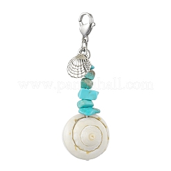 4 stücke 4 arten meer tier legierung & natürliche shiva auge shell anhänger dekorationen&nbsp;HJEW-JM02013