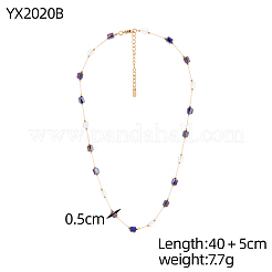 Collane a catena in acciaio inossidabile 304 e maglie in vetro per donna&nbsp;STAS-OY015-58G