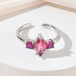 Offene Manschettenringe aus Messing mit Mikropavé und Zirkonia für Damen&nbsp;RJEW-L343-14P-01