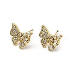 Boucles d'oreilles papillon en laiton et zircone cubique transparente&nbsp;EJEW-L261-029C-G