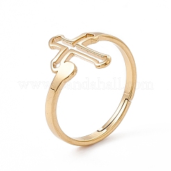 Ionenplattierung (IP) 201 Edelstahl ausgehöhlter Kreuz verstellbarer Ring für Frauen&nbsp;RJEW-K238-06G
