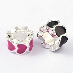 Perle europee smaltate in lega placcata color argento&nbsp;X-MPDL-R011-M
