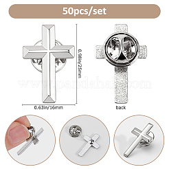 50 épingle à revers en alliage avec croix religieuse&nbsp;JEWB-FH0002-50P
