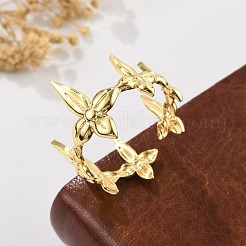 Bagues manchettes en laiton à fleurs pour femmes&nbsp;RJEW-B119-07G