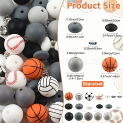 50 pz 19 stili di palline in silicone e ottone con perline distanziatrici di strass kit di risultati&nbsp;DIY-FS0010-48