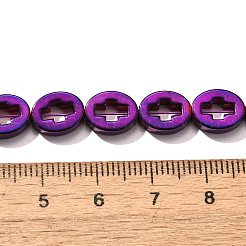 Hebras de cuentas de hematites no magnéticas sintéticas galvanizadas&nbsp;G-L613-Z01-02C