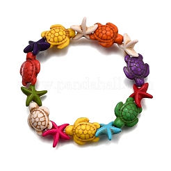 Braccialetti elastici con perline sintetiche turchesi per uomo e donna&nbsp;BJEW-TA00643