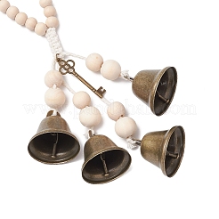 Decorazioni con campanella in ferro e ciondolo in lega in stile tibetano&nbsp;HJEW-JM003371-02