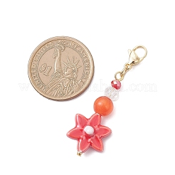 5 pendentif décoratif en forme de fleur fait à la main en lampwork et œil de chat&nbsp;HJEW-TA00428