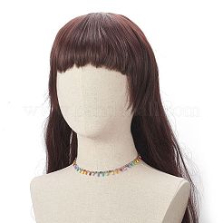 Halskette mit Anhänger aus Glassamenperlen für Damen&nbsp;NJEW-JN04189