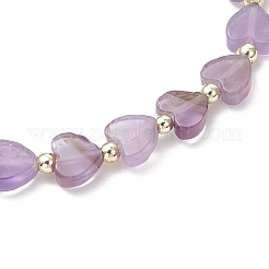 Stretch-Armbänder mit herzförmigen Naturstein- und Edelstahlperlen für Damen&nbsp;BJEW-JB13347