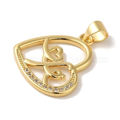 Ciondoli in ottone con placcatura a cremagliera con micro pavé di zirconi chiari&nbsp;KK-P267-05B-G
