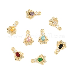 16 pièces 8 couleurs laiton micro pavé pendentifs zircone cubique&nbsp;KK-YW0004-15