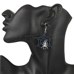 Halloween-Motiv Spinnennetz mit Spinne handgemachte Glasperlen-Ohrhänger&nbsp;EJEW-MZ00481-02