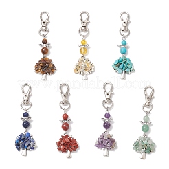 Pendentifs décoratifs en pierres précieuses naturelles et synthétiques représentant l'arbre de vie des chakras&nbsp;HJEW-JM03731