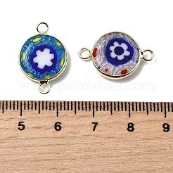 Ciondoli con connettori rotondi piatti lavorati a lume millefiori fatti a mano&nbsp;LAMP-D002-02A-G