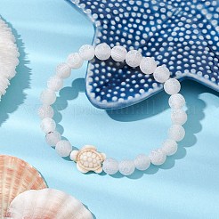 Pulseras elásticas de cuentas redondas de ágata natural teñida y desgastada&nbsp;BJEW-JB11078-01
